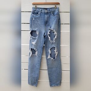BDG Urban Outfitters Jeans Womens 27 Mom High Rise Blue Destroyed Ripped Denim